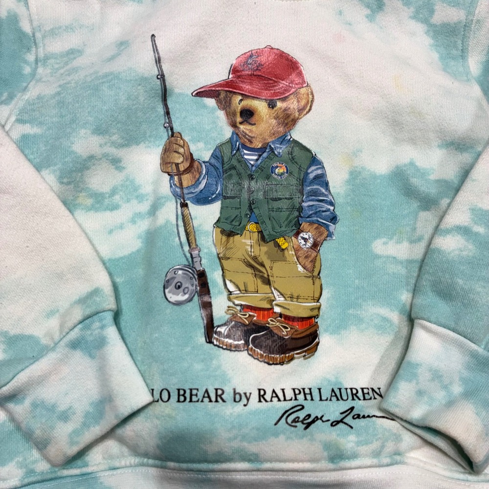 Polo Ralph Lauren Sweatshirt Hoodie Boys‎ Sz.4T Tie Dye Fisherman Polo Bear Prep - Picture 3 of 12